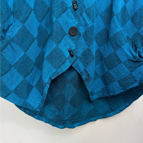 Mill Valley Clothing Company Size Medium Hobo Shirt Blue Harlequin Tunic Top - Picture 7 of 8